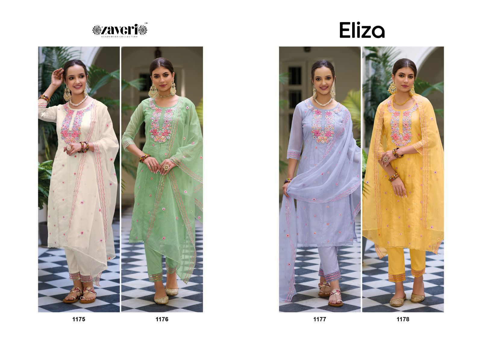 Eliza Zaveri Organza Readymade Suits Catalog